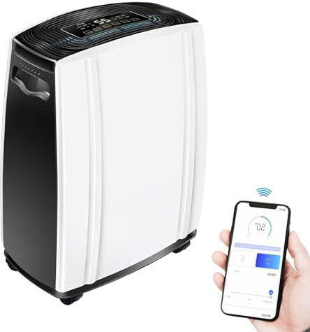 RkgSinuo Deumidificatore per La Casa, Compressore Intelligente, App Intelligente, con Tubo di Scarico, Blocco Bambini, Ideale per Camere da Letto, Lavanderia, Scantinati MS960B