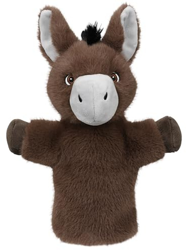 The Puppet Company Esel-Handpuppe – weicher grauer Plüsch-Esel mit Schlappohren und sanftem Ausdruck, perfekt für fantasievolles Spielen, Geschichtenzeit und freundliche Familien – Tierpuppenfreunde