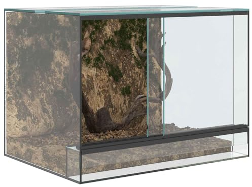 Terrarium aus Glas, Terrarium Futterbox für Reptilien, Amphibien, Weiß, 40 x 30 x 30 cm