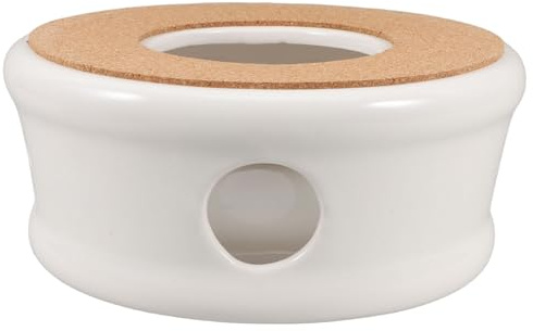 GRIRIW Ceramic Teapot Warmer Base with Tea Light Candle Holder Porcelain Food Warmer for Home and Office Use, Heat Retention Plate for Glass and Metal Teapots