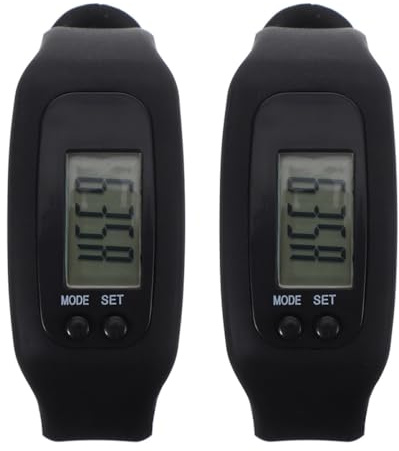 Bracciale Sportivo Intelligente Contapassi Nero 2 Pezzi in Silicone | Attività All'aperto e Uso Quotidiano, Design Elegante, Leggero, per Bambini e Uomini