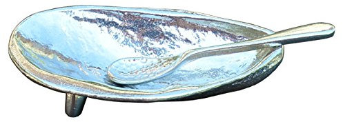 Feine Zinn Muschel Salz Schüssel mit Löffel, handcast in Zinn von William Sturt