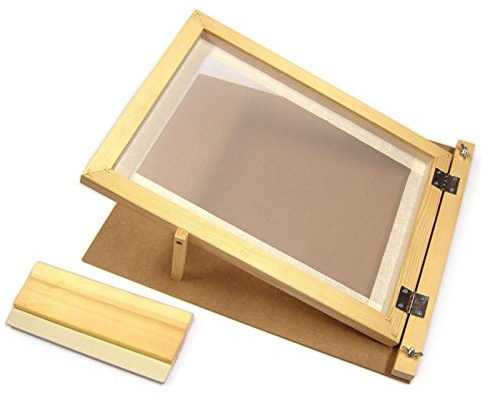A4 Mesh Screen Printing Wooden Frame with Squeegee & Backplate for Print Making by BCreative®