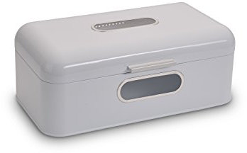 Echtwerk retro de metal con ventana, ahorra espacio, tapa, panera, blanco, Grande