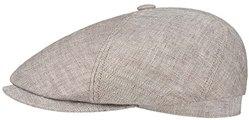 Stetson Brooklin Leinen Schirmmütze Damen/Herren - Sommercap mit Fischgratmuster - Leinenmütze Herringbone - Ballonmütze Frühjahr/Sommer beige XL (60-61 cm)