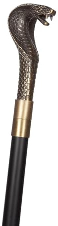 Gehstock mit Kobra-Griff aus Metall Spazierstock Schlange Gothic Steampunk Kostüm-Zubehör Accessoire Damen Herren