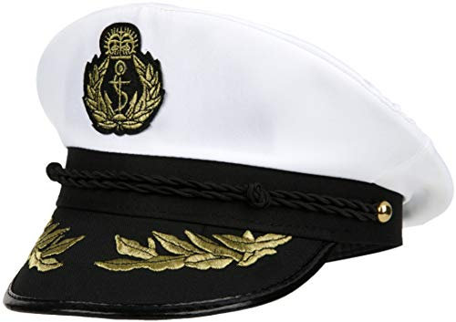 Balinco – Kapitänsmütze für Damen & Herren – Kostüm Accessoire für Karneval, Fasching & Mottoparty – Matrosenmütze Einheitsgröße – Klassische Seemannsmütze mit goldenen Verzierungen & schwarzer Kordel