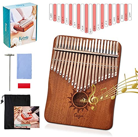 Kalimba Marimbaphone Daumenklavier 21 Schlüssel Marimba mit Stimmhammer Tragebeutel Thumb Piano Afrikanisches Musikinstrument für Musikliebhaber Anfänger Kinder Geschenk Finger Piano