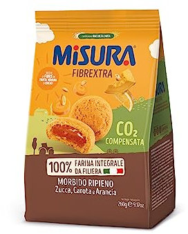 Misura Frollino Integrale Fibrextra | Con farcitura alla zucca, carota e arancia | 100% Farina Integrale | Confezione da 260 grammi