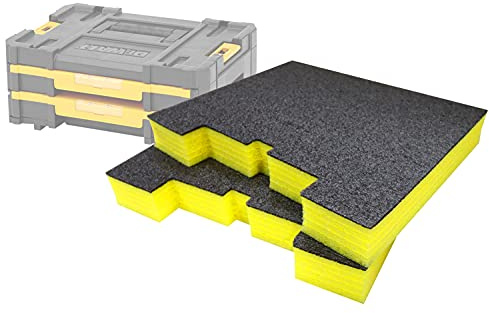 hadow Foam Schaumstoffeinlagen für DeWalt TSTAK & Stanley Schubladen – DIY Schaumstoffeinlage für Werkzeugkoffer Organisation – Werkzeugaufbewahrungssystem - Zweierpack - Gelb (50 mm Tiefe)