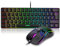 RedThunder 60% RGB Gaming Keyboard and Mouse Combo, UK Layout Ultra Compact Backlit Mini Keyboard, Lightweight 7200 DPI Cellular Optical Mouse, Portable Wired Gaming Set for PC PS5 Xbox Gamers (Black)