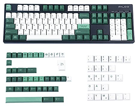 Deutsche Französisch Italienisch Spanien UK ISO Botanical Dye Sub Dickes PBT Kirschprofil Tastenkappen Set für QWERTZ AZERTY MX Tastatur (nur Tastenkappen) (Deutsche ISO)