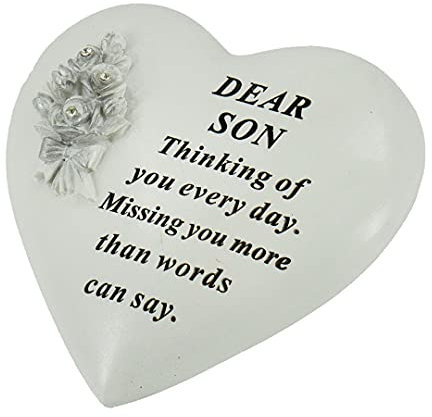 AngraveMemorials Special Son Graveside Memorial Rose Heart Grave Plaque Ornament Decoration
