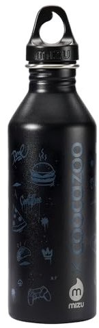 Coocazoo Edelstahl-Trinkflasche, Blue, schwarz-blau, einwandig, Drehverschluss, 18/8-Edelstahl, ohne Weihmacher, praktisch für Schule/Freizeit, für kohlensäurehaltige Getränke, recyclebar, 0,75L