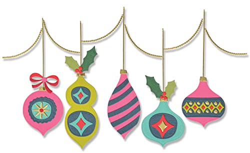 Sizzix Sizzx Thinlits Stanzschablonen 18PK Funky Christbaumkugeln von Jennifer Ogborn | 665949 | Kapitel 3 2022, Kunststoff, Multicolour, One Size