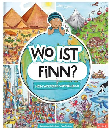 Librio | Weltreise-Wimmelbuch | Personalisiertes Abenteuerbuch für Kinder - 24 Seiten | Mehrsprachige Optionen | Hardcover oder Softcover | Alter: 2-7
