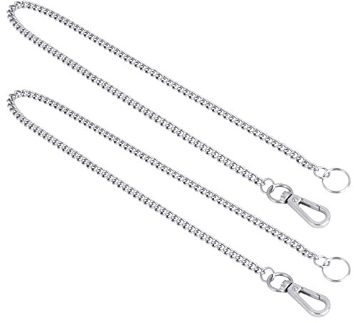 welsberg 2 Stuck Schlüsselanhänger 50 cm Brieftasche Kette, Hosenkette aus Edelstahl, Silber Gliederkette für Männer Frauen mit Karabinerhaken und Schlüsselring