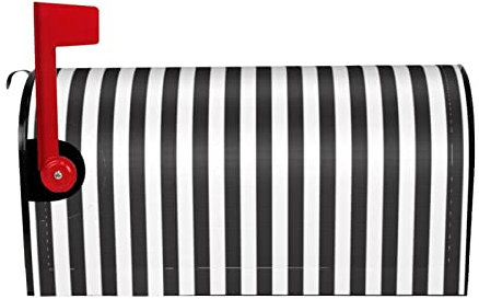 Schwarz & Weiß Streifen Drucke Wasserdicht Sonnenschutz Briefkasten Abdeckung =>> Für Standardgröße oder große Briefkästen 53,3 x 45,7 cm