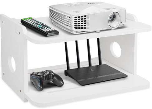 BEARUT Projector Shelf,Projector Wall Mount Floating Shelf, Projector Stand,Projector Rack Holder,Projector Mount,Router Shelf Storage Box Modem Xbox Series PS5 PS4 Solid Wood