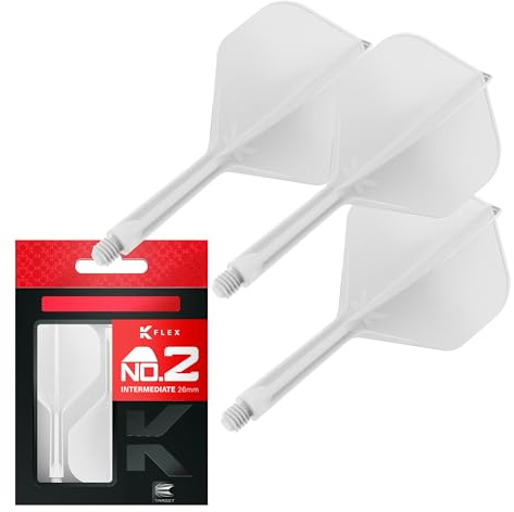 Target Darts K Flex Fléchettes et Arbres Intégrés, No.2 Blanc (Intermédiaire) | Pack de 3 Fléchettes Moulées K-Flex - No2, Kflex All in One Flèche et Tige de Fléchettes Moulées | Dart Accessories