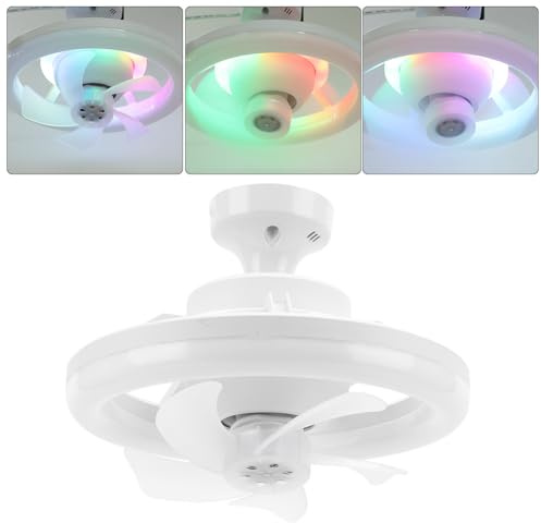 Starnearby Ventilatore da Soffitto con Luce e Telecomando, 260mm x 160mm, Arcobaleno, Montaggio a Semi-incasso, Indoor, Camera da Letto
