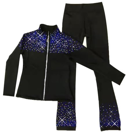 LIUHUO Pantalon de patinage artistique - Veste pour fille Legging en polaire extensible - Tenues d'entraînement