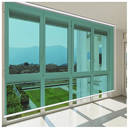CWCQGH Sonnenschutz-Rollos, Einwegspiegel und klares Grün – silberner Rollo, Anti-UV-Wärmeregulierungs-Fenstervorhang für den Sommer (110 x 100 cm/43,3 x 39,4 Zoll)