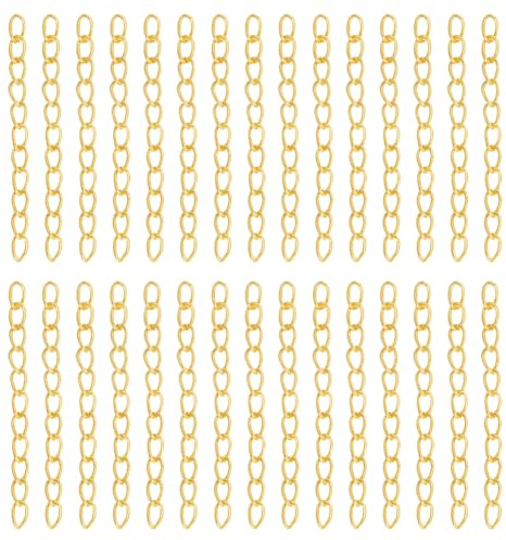 UNICRAFTALE 200 Strang Eisenkettenverlängerung 50mm Lang Golden Halskette Armband Fußkettchen Verlängerungskette Set Metallketten Zubehör Für Halskette Schmuckherstellung Zubehör
