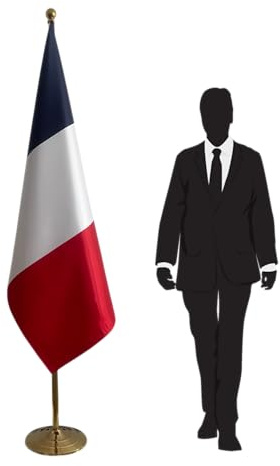Drapeau France sur pied avec mât – Couleurs officielles fidèles, pied stable et mât solide pour Ambassades, Bureaux, Salles de Réunion et Événements Diplomatiques. Code CN6-FR