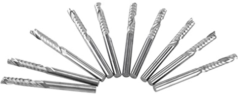 Jeu de Fraises en Bout à Rainure Unique, Inserts D'outils CNC avec un Diamètre de 3.175mm et une Longueur de Tranchant de 22mm pour un Fraisage Précis 10 Pièces