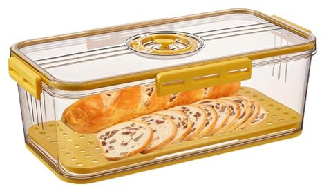 Airtight Bread Bins, Bread Bin for Kitchen Worktop, Time Tracking, Bread Storage Containers, Bread Holder Container, Airtight Bread Storage Box with Air Valve for Homemade Bread