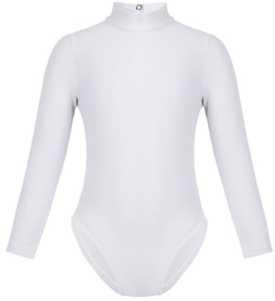 Miutii Mädchen Ballettanzug Langarm Body Overall Stehkragen Turnanzug Gymnastik Leotard Turnbody Trikotanzug Yoga Gym Fitness Sportbody