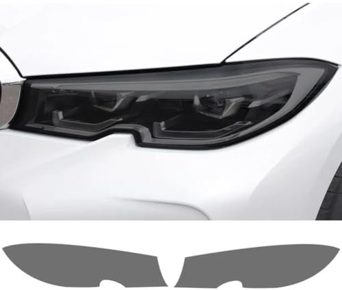 2 Stück Autoscheinwerfer Schutzfolie Frontlicht Transparent Rauchschwarz TPU Aufkleber, Für BMW 3er F30 F31 F34 G20 G21d