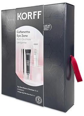 Korff Eye Zone box, utjämnande och fuktgivande behandling för ögonkonturer, presentidé för ögon, ögonzonpåsar och mörka cirklar 15 ml som gåva ansiktsserum kollagen ålder fyllmedel 10 ml