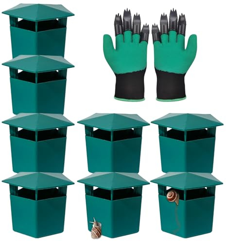 8 Stück Schneckenfalle mit Gartenhandschuhe, Schneckenfalle Garten Starter-Set Falle Lockmittel Sichere Saubere und Hocheffiziente Schneckenbekämpfung Schneckenschutz Umweltfreundlich Schneckenabwehr