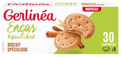 Gerlinea - Galletas Speculoos - Encas Equilibradas - Reducidas en Azúcar - Sin Edulcorante - Fuente de Proteína - 1 Caja de 4 x 3 Galletas - 156 g