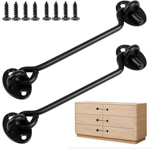 2 Pack 6 Inch Gate Hook and Eye Latch, Heavy Duty Cabin Hook and Eye Latch for Garden Door Holders to Stay Open, Stainless Steel Lock for Shed, Barn, Patio, Window, Closet, Sliding Doors