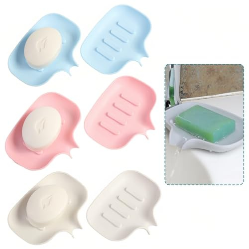 JYNXOR 3 Pcs Porte Savon Douche, Porte Savon Salle De Bain Avec Évacuation, Support Savon Incliné, Porte Savon Cuisine, Boite a Savon, Porte-Savon Antidérapants Pour Douche, Cuisine Et Baignoire