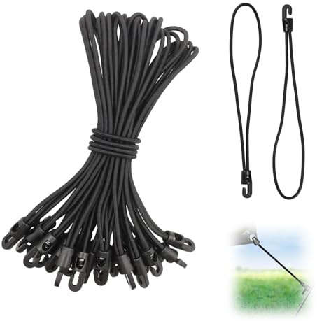 leruiyezs 25 Piezas Gomas Elásticas con Gancho Pulpos Elásticos con Ganchos Resistentes para Lonas Tiendas Coches Bicicletas Equipaje Exterior Multiusos Pulpos Elásticos Reutilizables Negros(26cm)