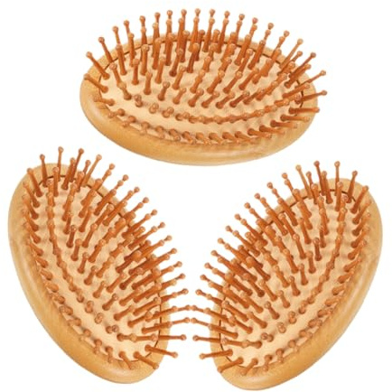 Beaupretty Peine Masajeador de Cabeza de Bambú 3 Piezas Cepillo de Masaje Cabello Desenredante Portátil para Viaje