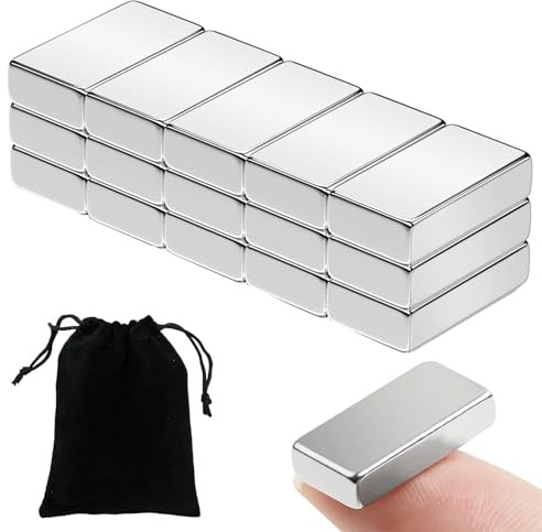 Strong Neodymium Magnets Bar - 15 Pcs Strong Magnets - 20x10x2.2mm Square Multi-Use Extra Flat Bar Magnet - Neodymium for DIY - Flat Magnet for Crafts Kitchen Office White board and Fridge