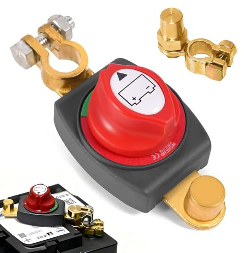 Batteriehauptschalter, Autobatterie Trennschalter mit Batterieklemmen, Trennschalter Wasserdicht, Batterieschalter Auto 12V-48V für Auto Motorrad Marine Boat Caravan Yacht Bus Boot Reisen