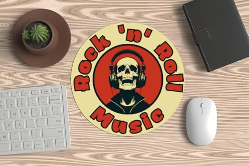 Tapis de souris, souris PC ou ordinateur portable - Crâne Rock - Design musique métal - Style gothique - Idéal pour le gaming et le bureau et tout bon rockeur.