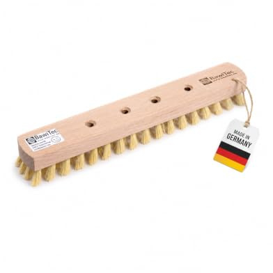 Schrubber Wischer 4-Loch-System weiche Fibre Borsten ohne Stiel Holz | 4-Loch Wechselsystem, Breite 30cm, Leicht und Schmal, gelbe Fibre-Borsten
