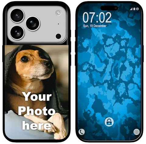 PhoneNatic personalisierte Handyhülle für iPhone 17 Pro Max Custom Case Schwarz zum selbst gestalten mit eigenem Foto Bild Text individuell