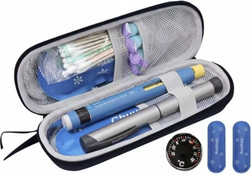 NEXUS-Borsa Termica per Insulina, Custodia per Diabetici da Viaggio con 2 Ghiacci Riutilizzabili, Portatile Porta Insulina per Viaggio e Uso Quotidiano (NERO)