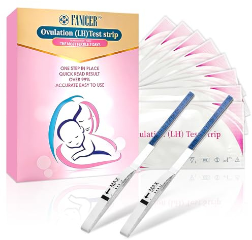 Ovulationstest Streifen 25 mIU/ml – 50er Set Ovulation Test Kit zur Bestimmung der fruchtbaren Tage – Präziser Kinderwunsch Test Teststreifen Eisprung & Fruchtbarkeits Ovulationstests Sets