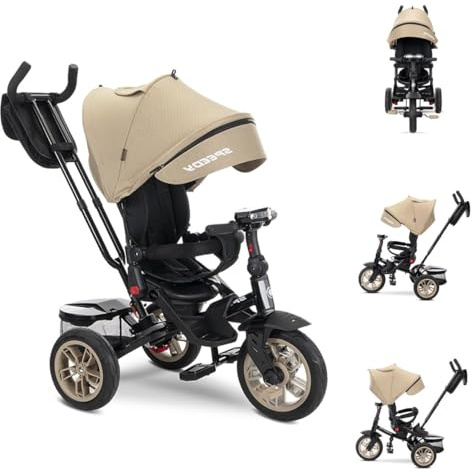 Lorelli Tricycle Speedy, Luftreifen, drehbarer Sitz, Musik, Licht, Schubstange beige-weiß