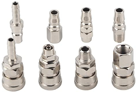 Akozon 8Pcs Raccord de Compresseur 1/4 BSP Raccord Rapide Air Comprim¨¦ Raccord Rapide Pneumatique Europ¨¦en Coupleur pneumatique d'air Pour Tuyau De Compresseur D'air
