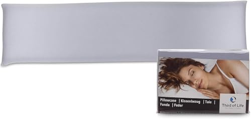 Third of Life Kissenbezug Hellgrau Einzelpack, Ideal für SOÑAR Kopfkissen | Mako-Baumwolle (Double Jersey), Bügelfrei & trocknergeeignet, Kissenhülle mit Reißverschluss, Oeko-Tex zertifiziert